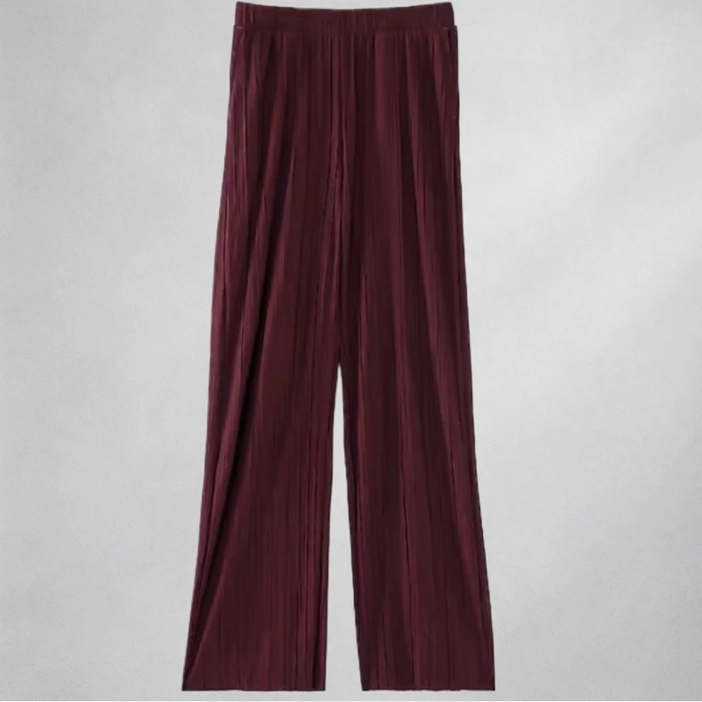 Pure Jill Elements Pleated Wide Leg Pants Plum XL Petite Lenzing EcoVero Pull-On